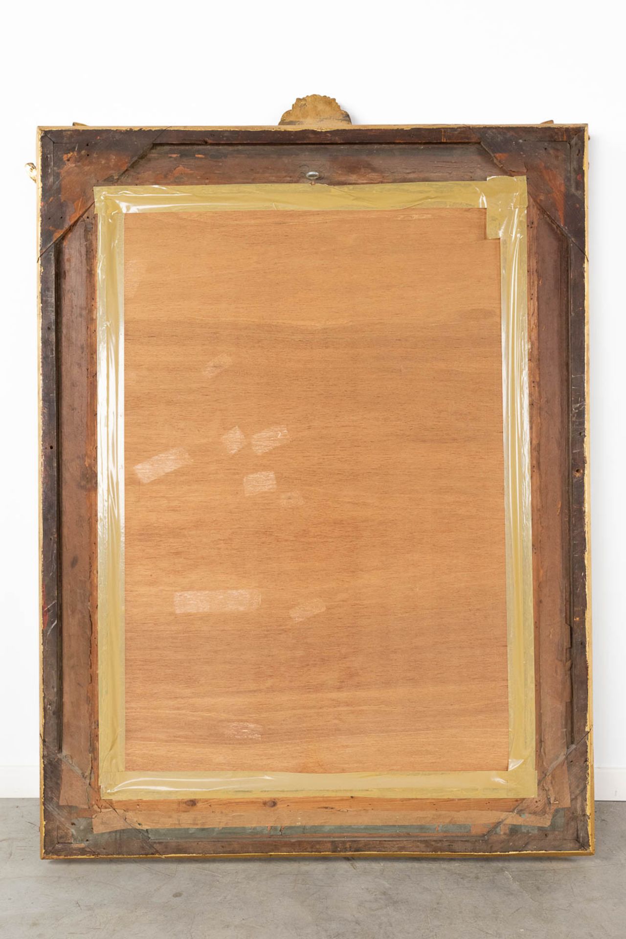 A gold-plated mirror, made of wood an stucco. 20th C. (W:104 x H:145 cm) - Image 9 of 9