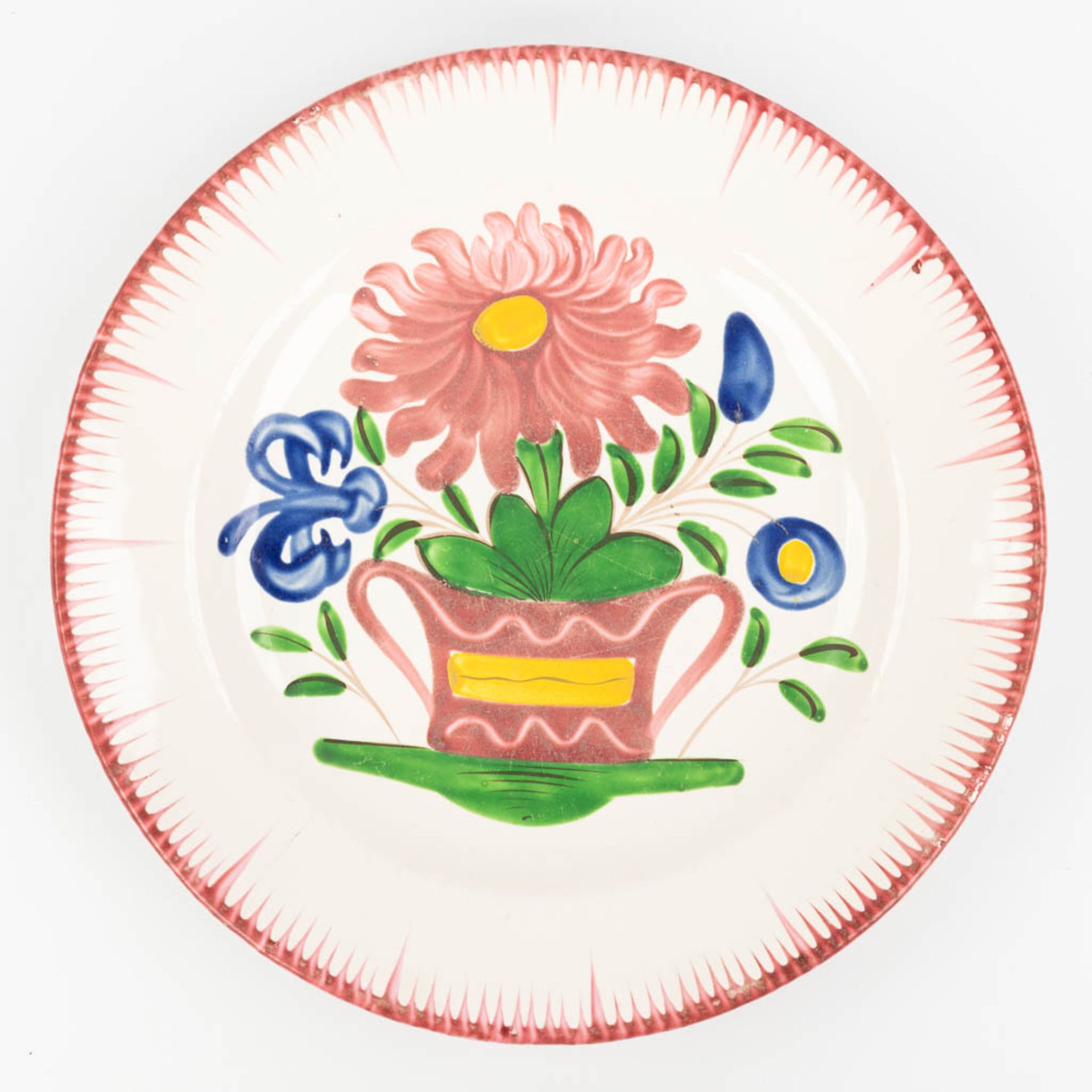 Faience De l'Est, a large collection of 24 plates with hand-painted flower decor. (D:22,5 cm) - Bild 16 aus 28