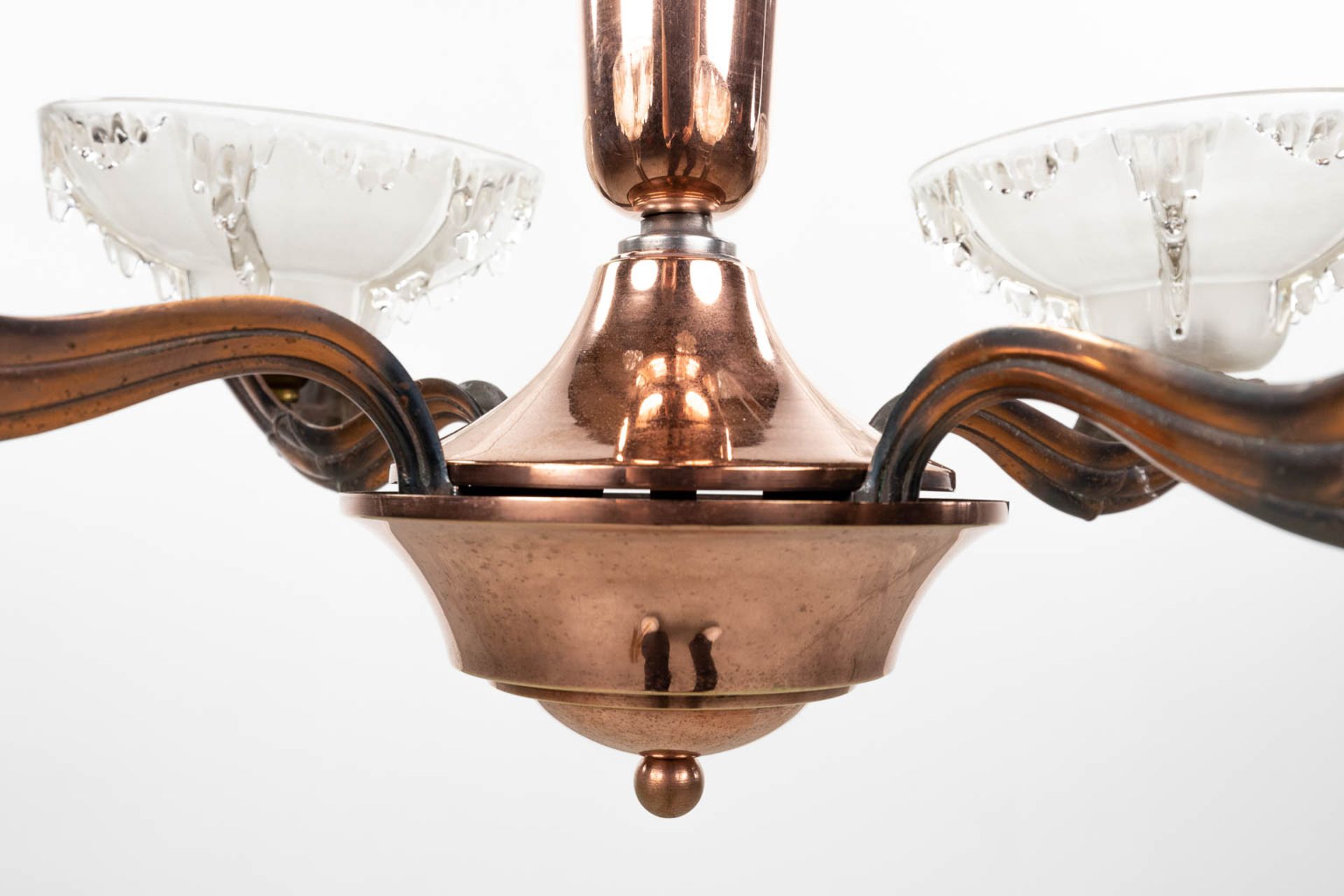 EZAN France, an art deco chandelier with 4 glass bowls. Made in France, the first half of the 20th c - Bild 7 aus 9