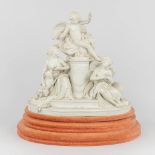 Svres, a large group 'Cupid and maidens' made of bisque porcelain (L:30 x W:41 x H:41 cm)