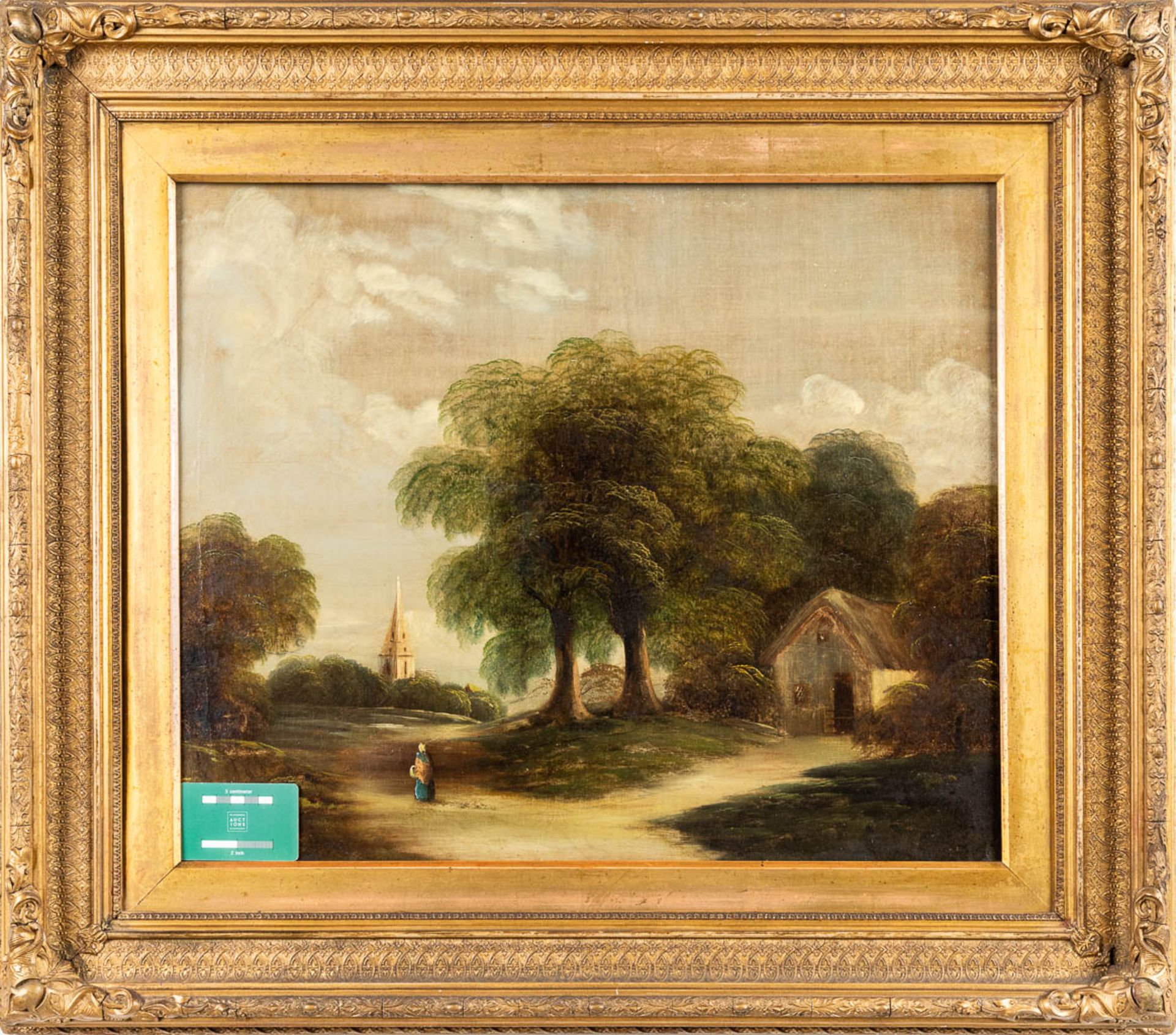 'The Church', a landscape, oil on canvas. 19th C. (W:61,5 x H:51 cm) - Bild 3 aus 7