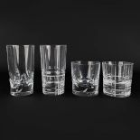 Christofle, 4 boxes with crystal glasses. Models: Scottish & Cluny. (H:13,5 x D:7,5 cm)