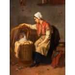 Victor VAN HOVE (1825-1891) 'L'enfant Dormant' oil on canvas. (W:47,5 x H:62,5 cm)