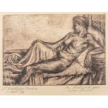 Joseph VERDEGEM (1897-1957) ?L?odalisque CouchŽe, 1e etat?, an etching. 1944. (W:20 x H:13,5 cm)