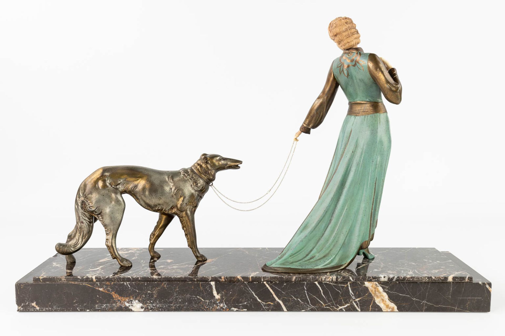 ROGGIA (XX) 'Lady with a greyhound', a statue made in art deco style (L:16 x W:65 x H:41 cm) - Bild 6 aus 12