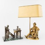 A collection of 2 table lamps with statues of Napoleon Bonaparte. (H:38 cm)