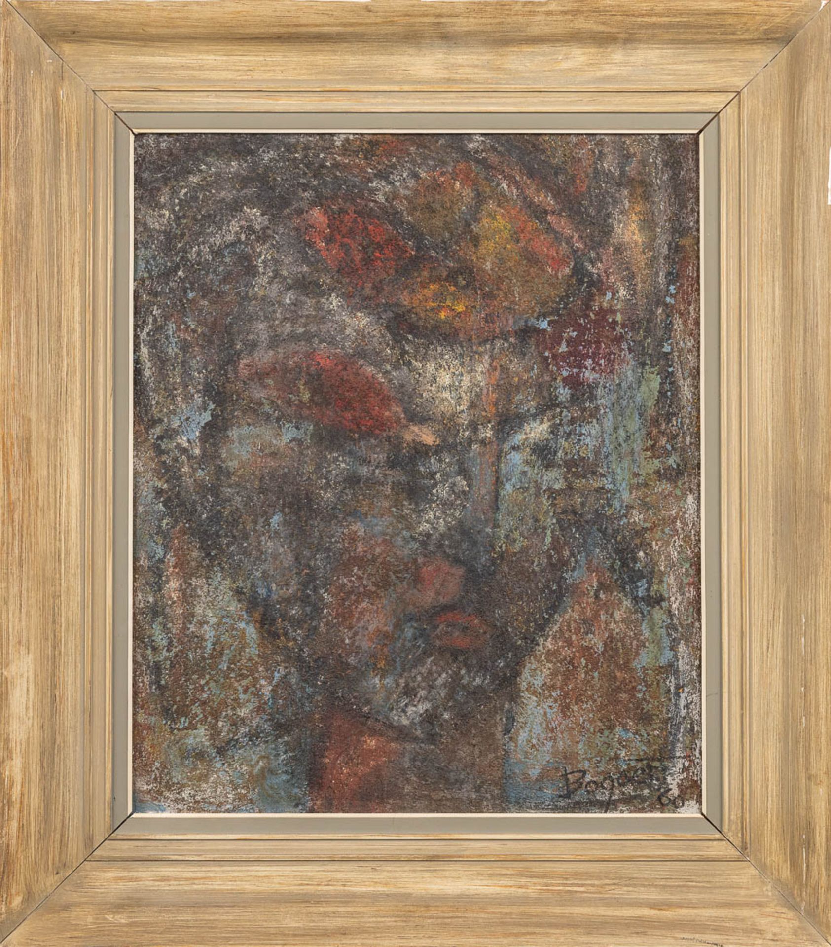 AndrŽ BOGAERT (1920-1986) 'Abstract figurine' oil on board. 1960. (W:50 x H:60 cm) - Image 3 of 6
