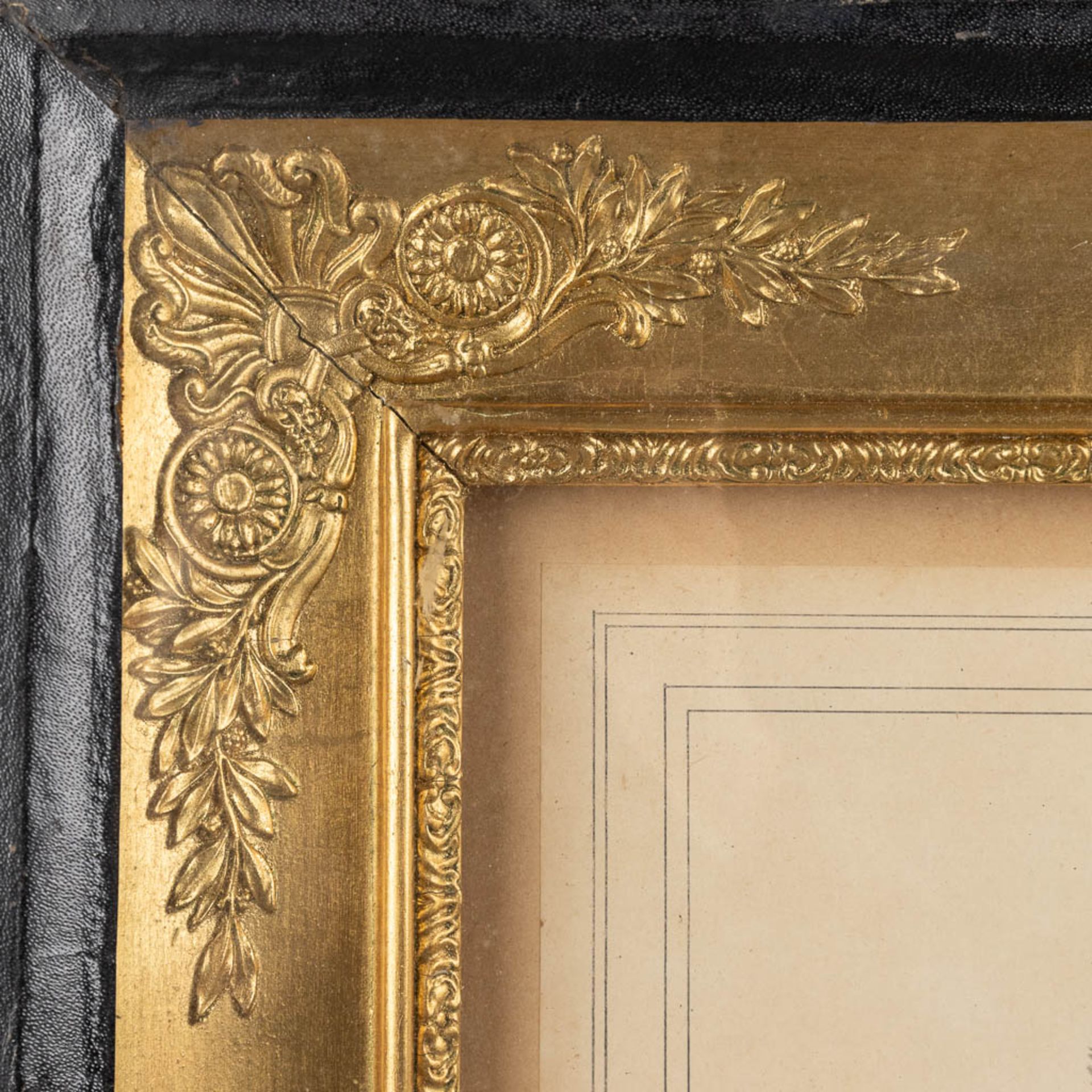 A pair of frames with lithographies, framed in an empire frame. 19th C. (W:59 x H:49 cm) - Bild 10 aus 21