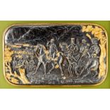 A Napoleon Battle scene, a plaque made of silver-plated bronze. (W:13,5 x H:8,5 cm)