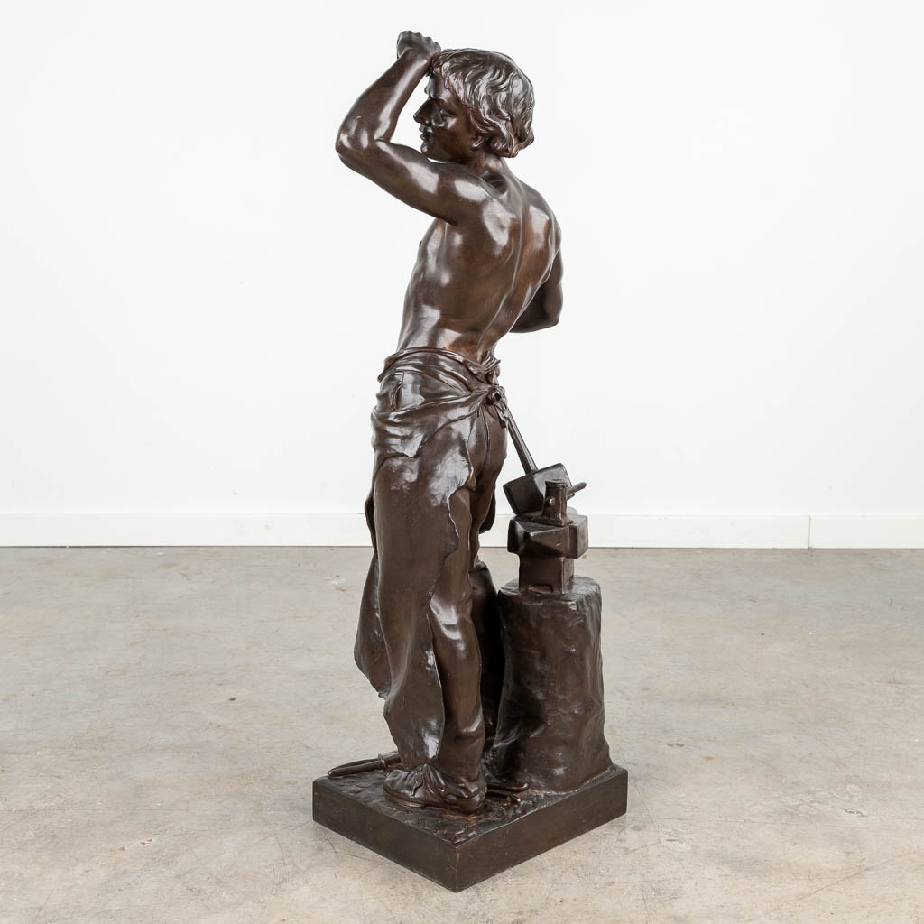 Henri HonorŽ PL_ (1853-1922) 'Le Forgeur', patinated bronze. (L:27 x W:33 x H:85 cm) - Image 3 of 14