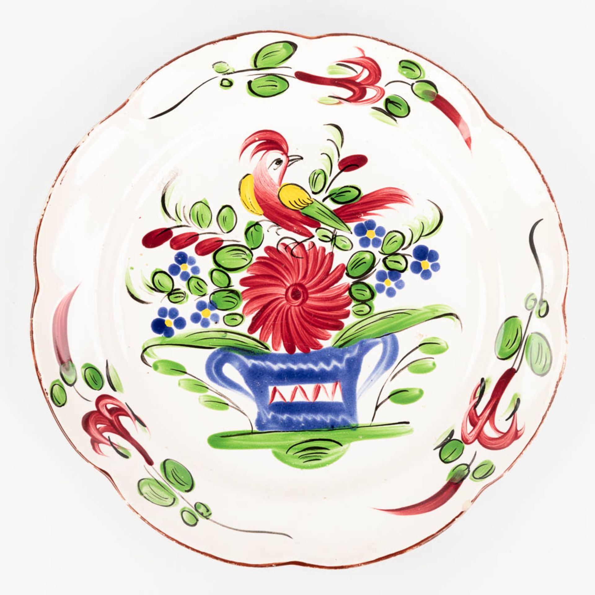 Faience De l'Est, a large collection of 24 plates with hand-painted flower decor. (D:22,5 cm) - Bild 14 aus 28