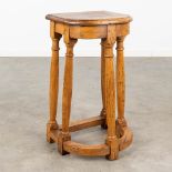A high side table made of oak. (L:32 x W:36 x H:62 cm)