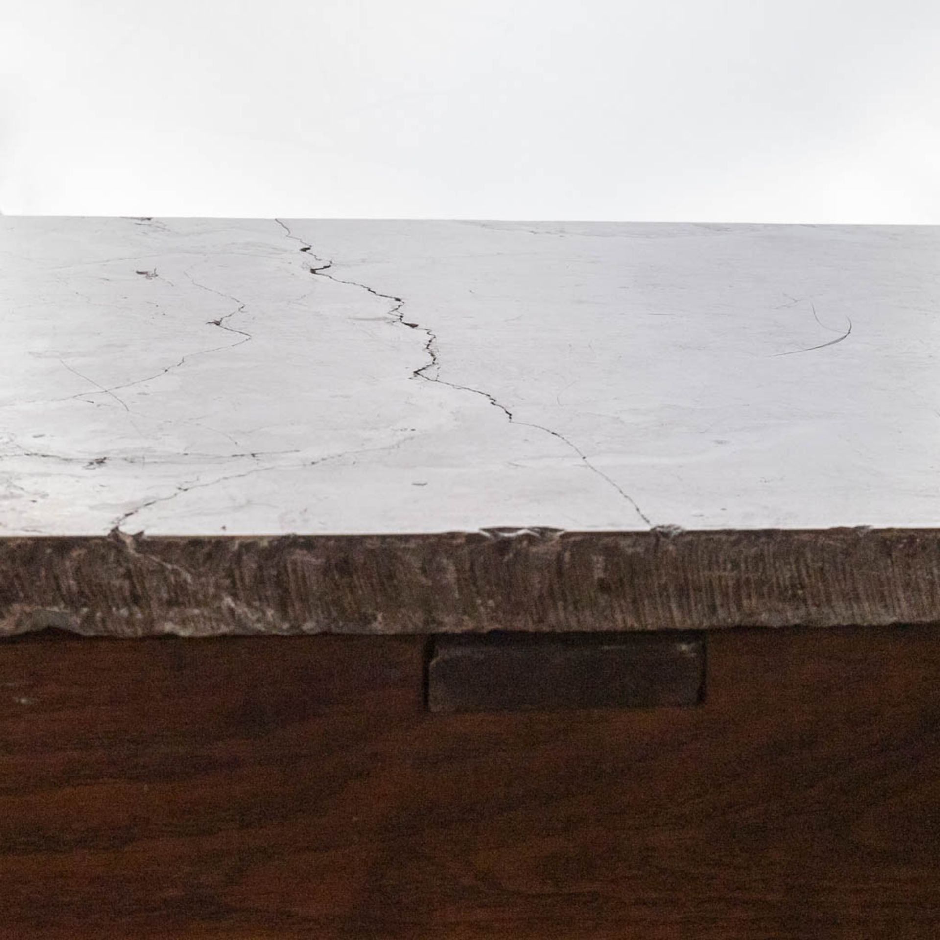 An antique console table with a marble top, patinated. 18th century. (L:66 x W:177 x H:114 cm) - Bild 14 aus 16