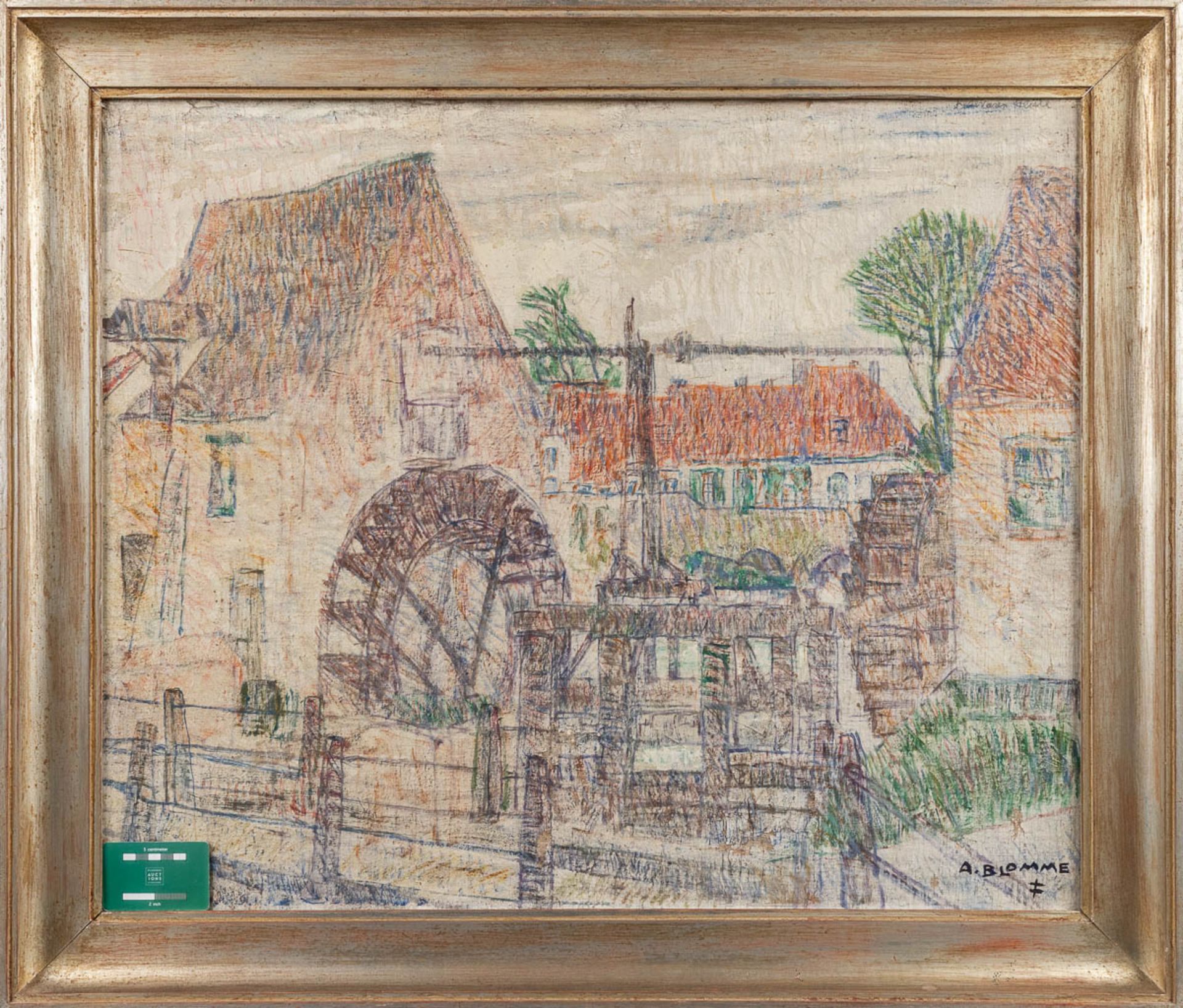 Alfons BLOMME (1889-1979) 'Watermill of Heule, Belgium' oil on canvas. (W:79,5 x H:66 cm) - Bild 4 aus 8