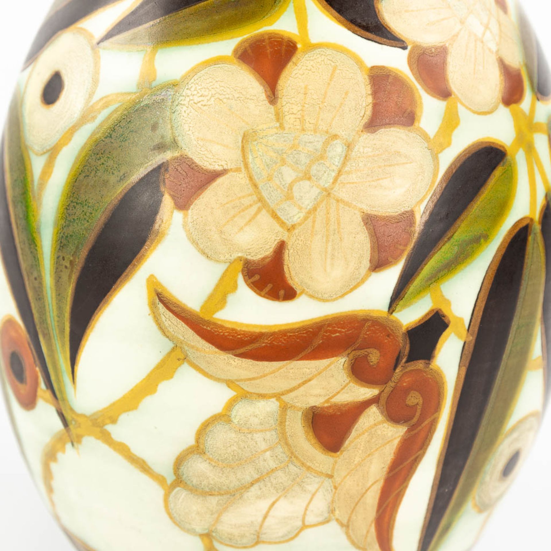 Charles CATTEAU (1880-1966) For Boch Keramis, a faience vase with decor 1847. (H:30 x D:20 cm) - Bild 12 aus 12