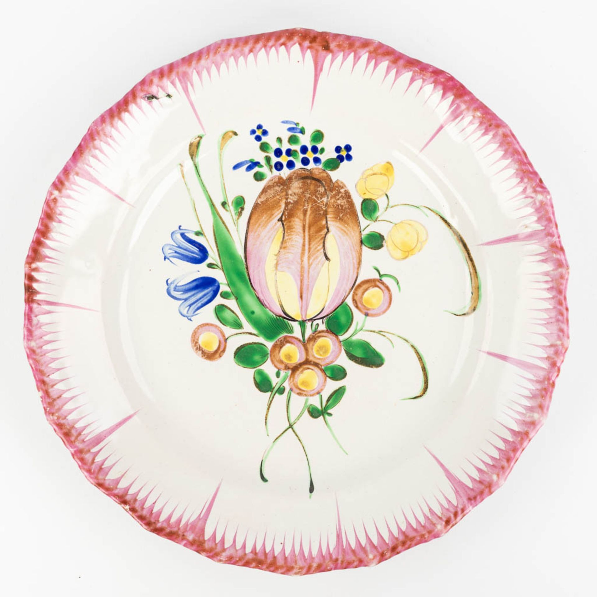 Faience De l'Est, a large collection of 24 plates with hand-painted flower decor. (D:22,5 cm) - Bild 15 aus 28