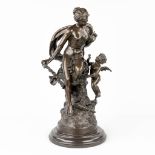 Mathurin MOREAU (1822-1912)(attr.) 'Lady with the Angel' a young statue made of patinated bronze. (H