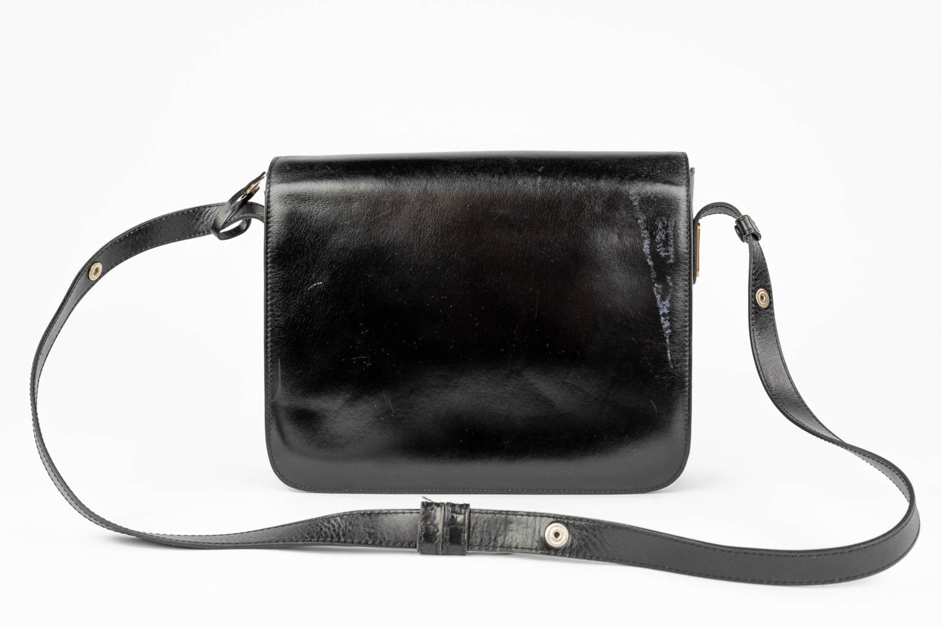 Delvaux, model Bourgogne a vintage handbag made of black leather with gold-plated hardware. (W:26 x - Image 9 of 17