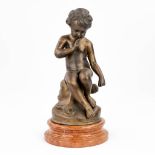 A seated young child, statue made of bronze. 20th century. (H:50 cm)