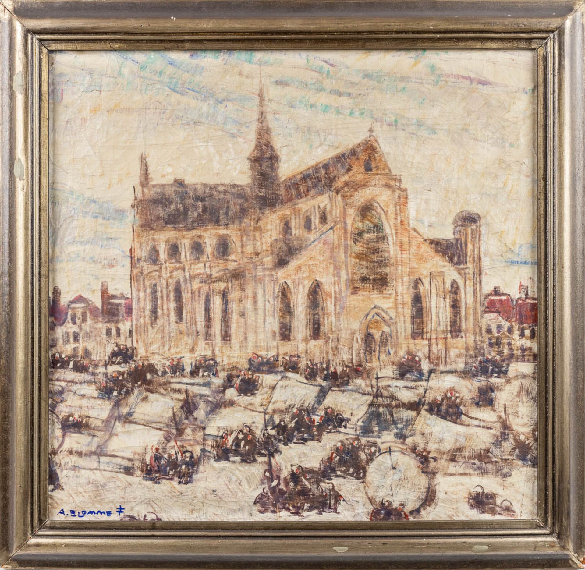 Alfons BLOMME (1889-1979) 'Maria Magdalena church in Goes, The Netherlands' oil on canvas. (W:75 x - Bild 5 aus 7