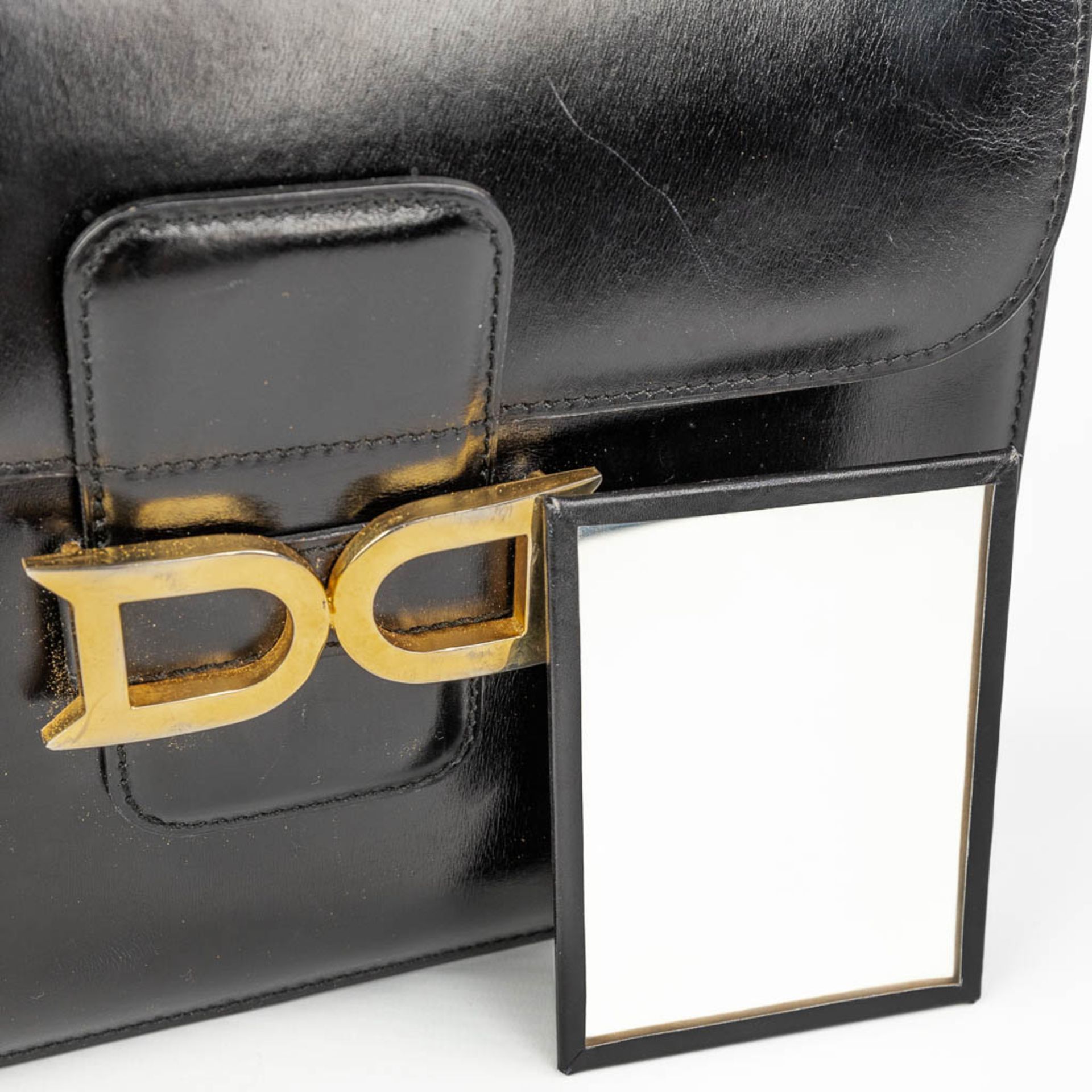 Delvaux, model Bourgogne a vintage handbag made of black leather with gold-plated hardware. (W:26 x - Image 7 of 17