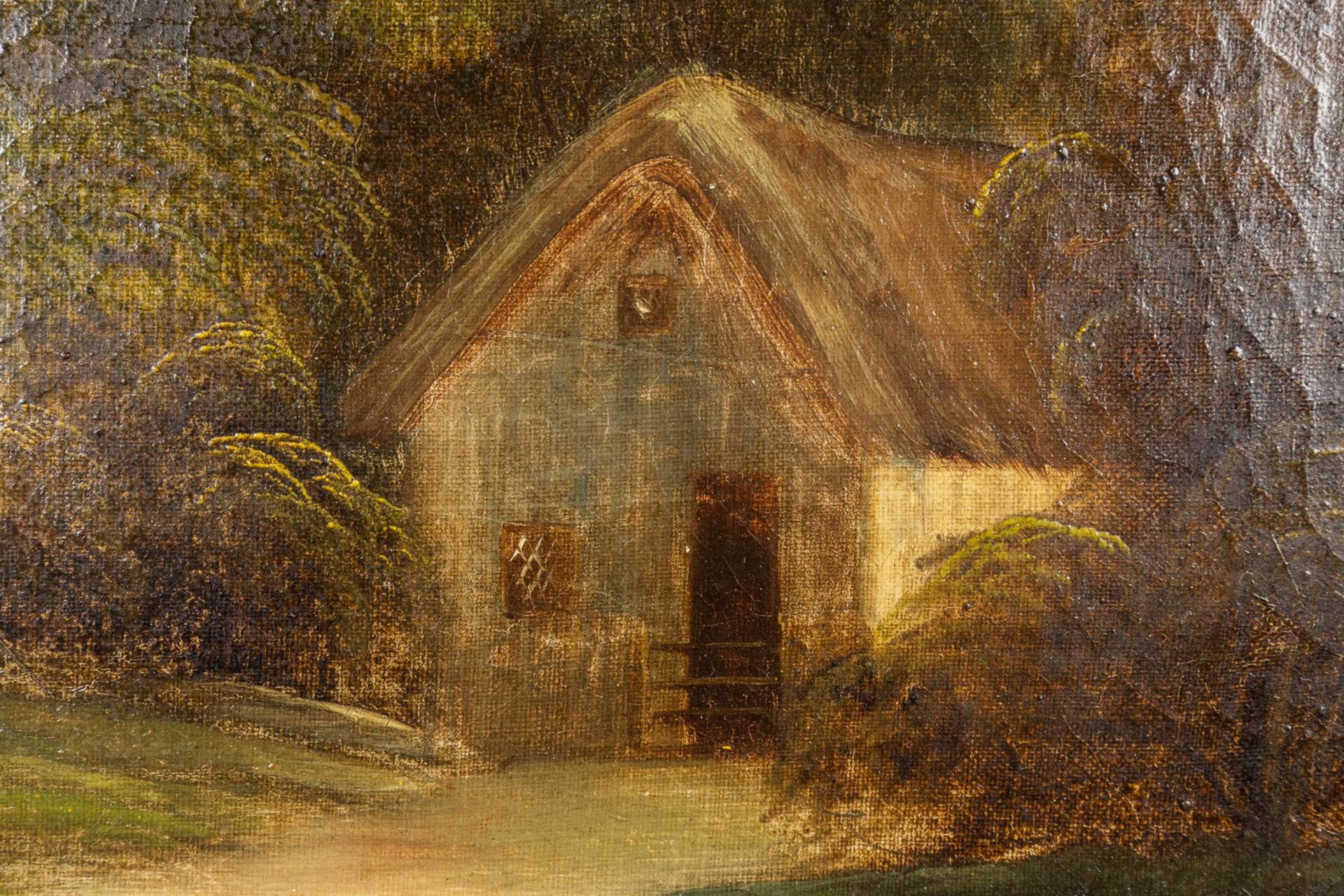 'The Church', a landscape, oil on canvas. 19th C. (W:61,5 x H:51 cm) - Bild 5 aus 7