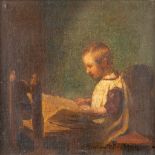 Ferdinand I DE BRAEKELEER (1792-1883) 'Reading Youngster' oil on panel. (W:16 x H:16 cm)