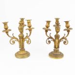 A pair of candelabra made of gilt bronze in Louis XVI style. (H:30 x D:23 cm)