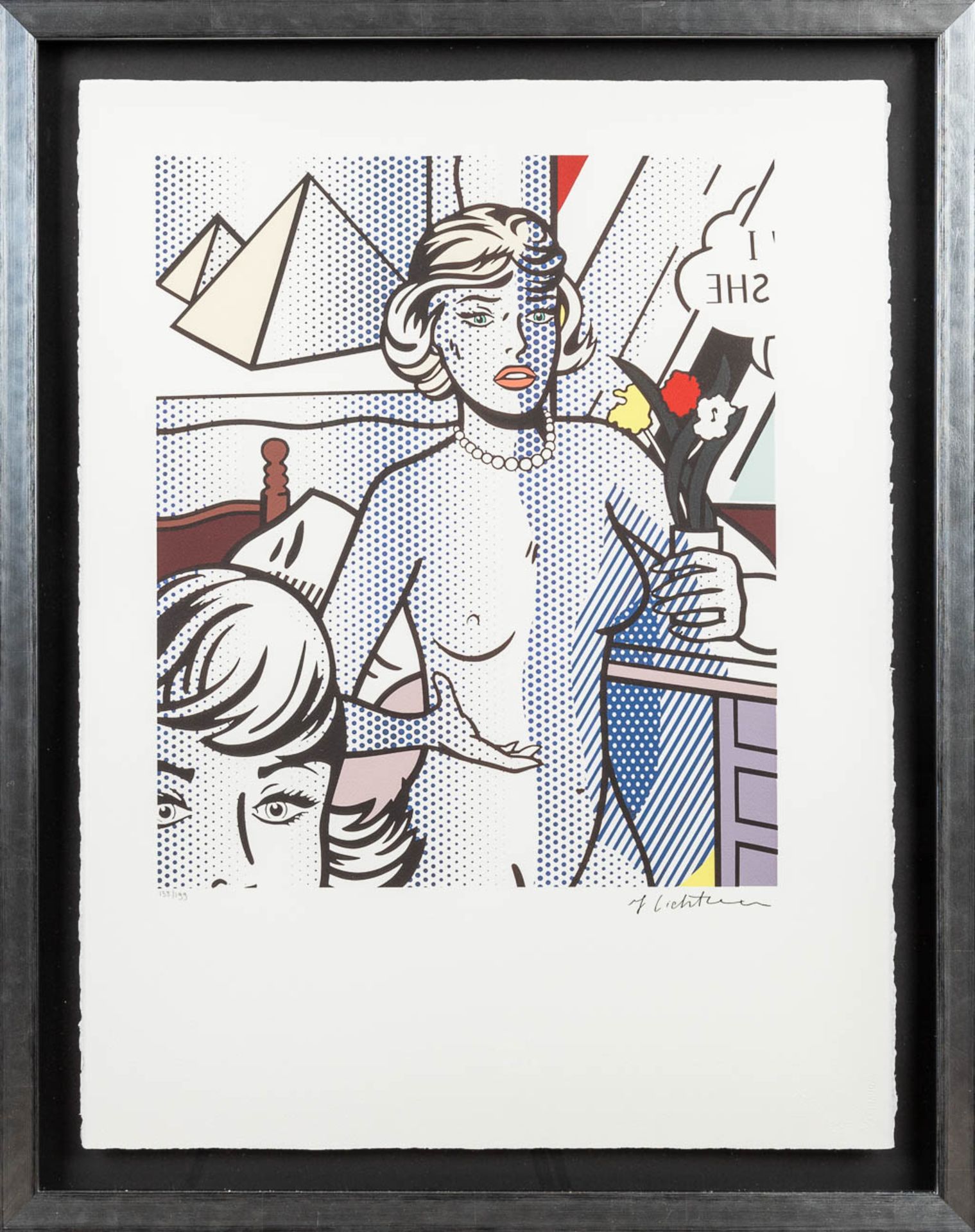 Roy LICHTENSTEIN (1923-1997)(after) 'Nude with flowers', a framed print. - Image 3 of 7