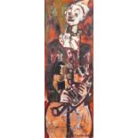 Constant LAMBRECHT (1915-1993) 'Expressionist Clown' oil on board. (W: 40 x H: 110 cm)