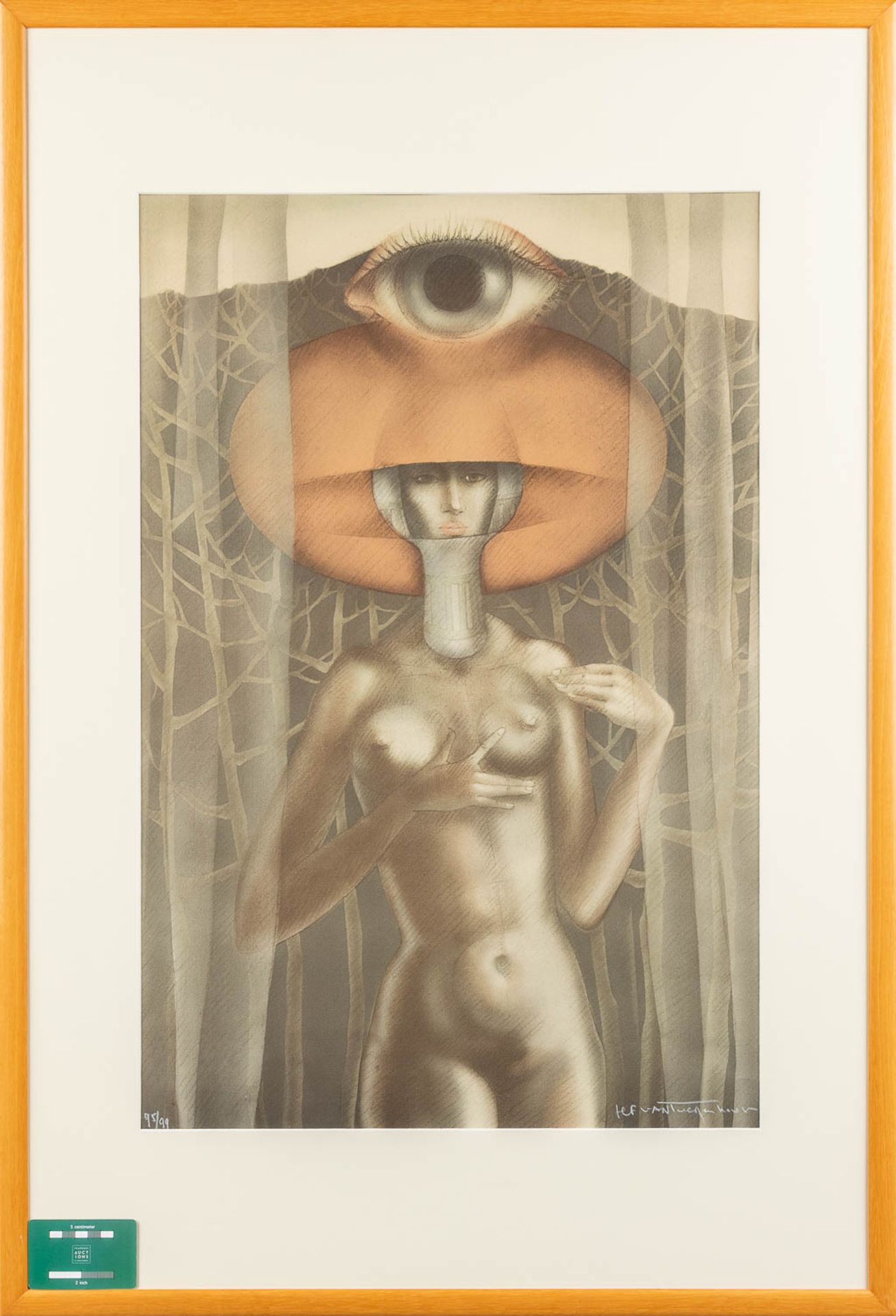 Jef VAN TUERENHOUT (1926-2006) 'Lady Figurine', a lithograph. (W: 48,5 x H: 73 cm) - Image 2 of 6