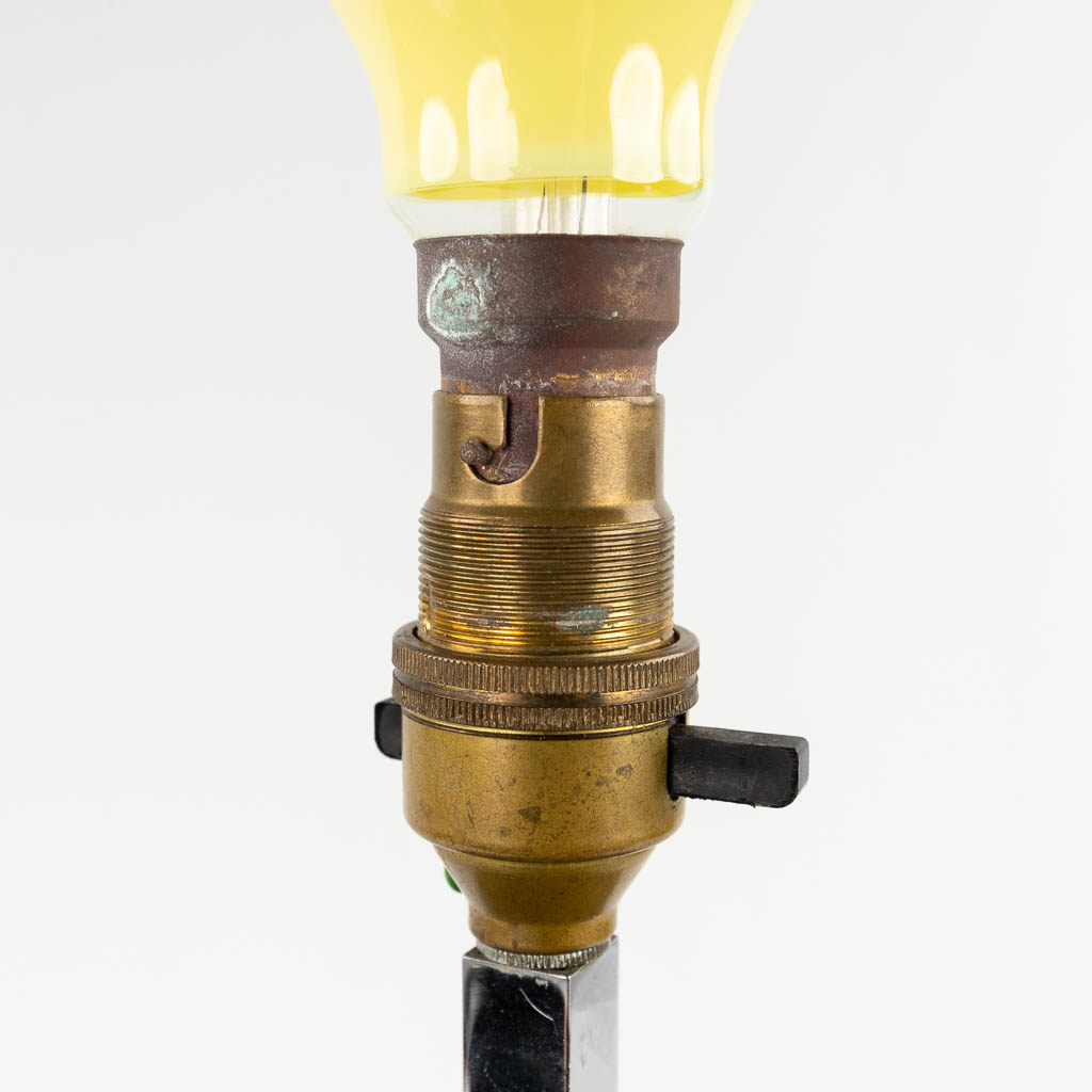 A vintage table lamp, aluminium and yellow acrylic, circa 1970. (L: 10 x W: 10 x H: 51 cm) - Image 9 of 11
