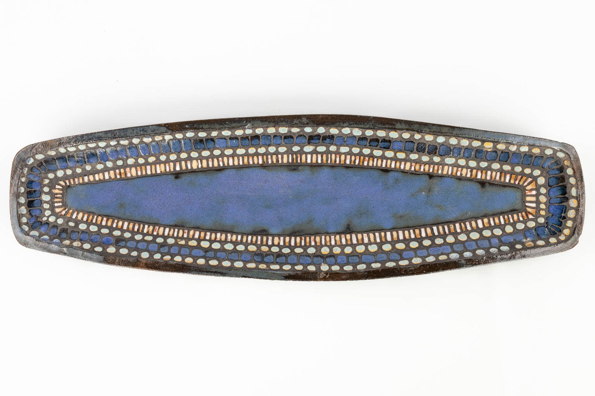 Rogier VANDEWEGHE (1923-2020) for Amphora, 'long bowl', blue glazed ceramics, added Elisabeth VANDEW - Image 13 of 20