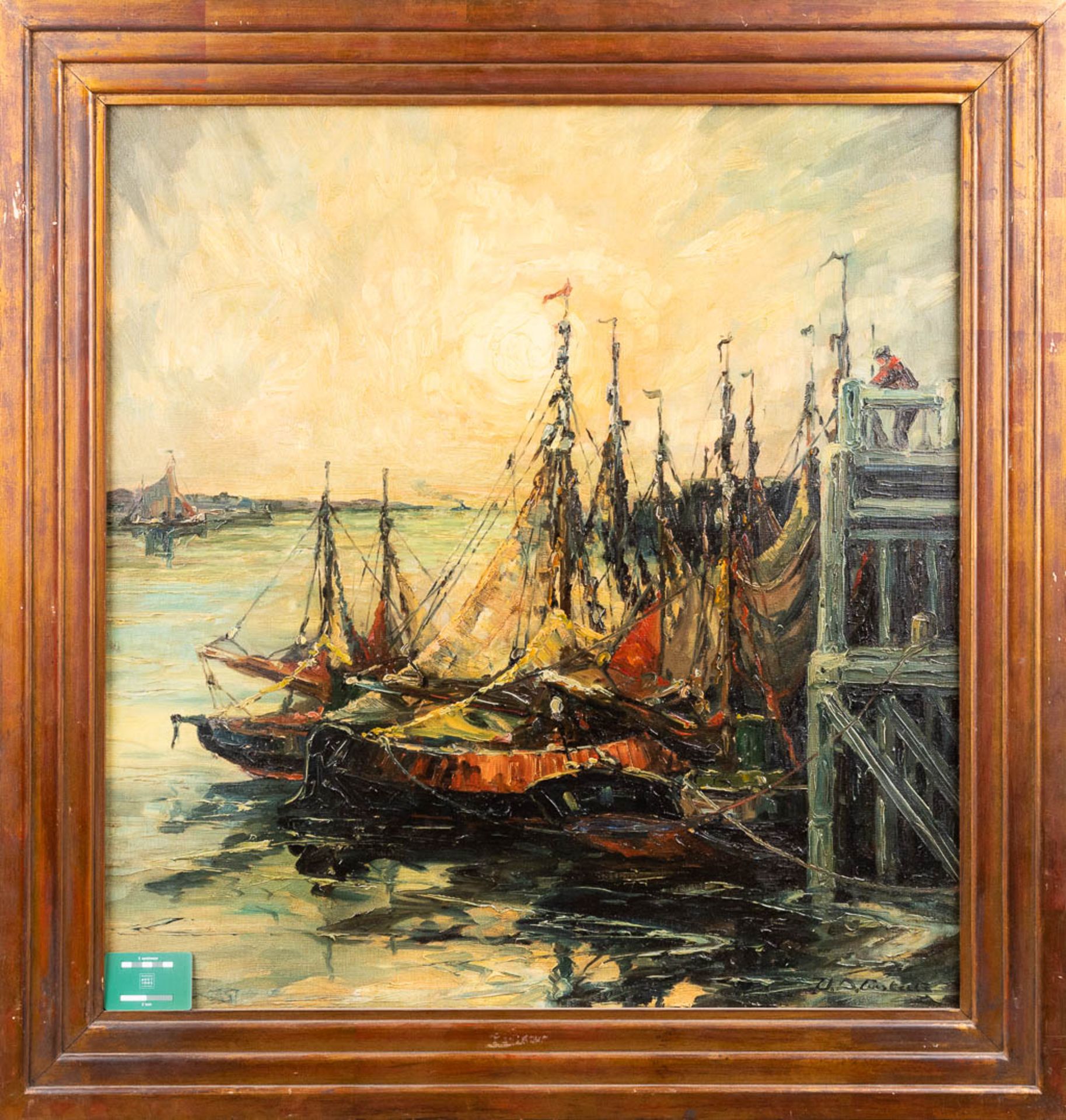 Auguste VANDECASTEELE (1889-1969) 'The Harbor', oil on canvas. (W: 85 x H: 90 cm) - Image 2 of 9