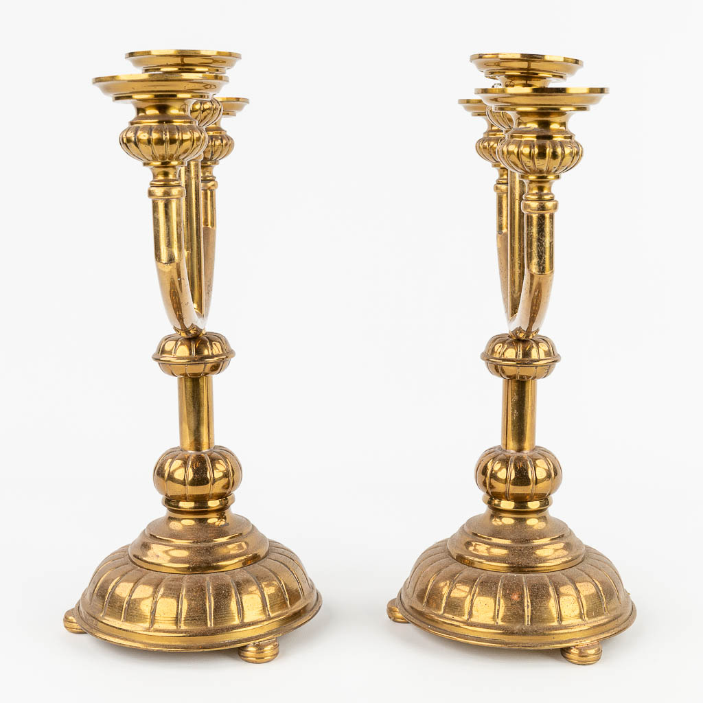 A pair of candlesticks and a procession lamp. 20th century. (H: 36 cm) - Image 10 of 16