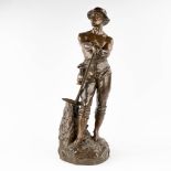 Charles Octave LEVY (1820-1899) 'Mineur' a figurine, patinated bronze. Salon Des Beaux-Arts, 19th C.