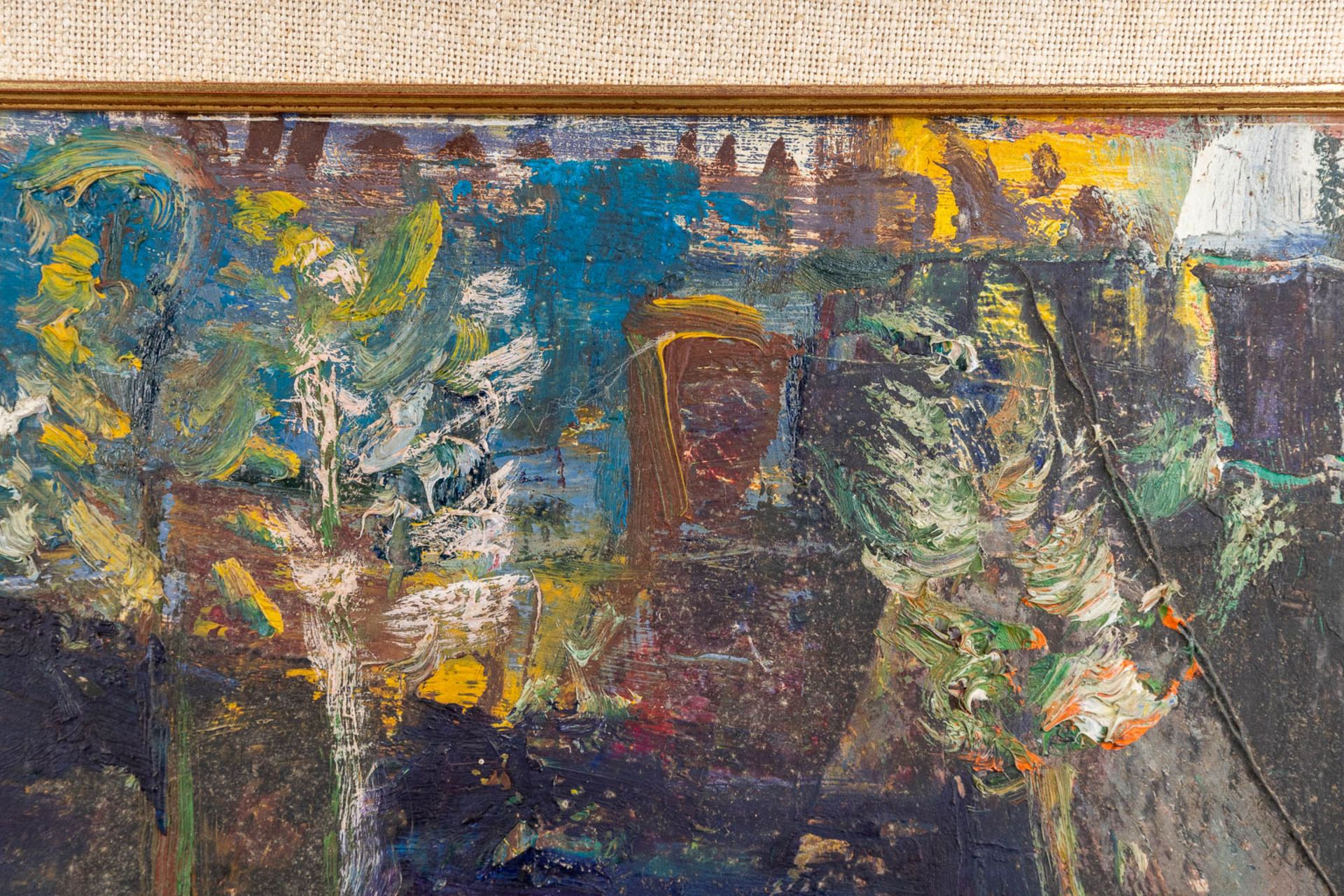 Arthur LAMBRECHT (1904-1983) 'Expressionist Village' oil on board. (W: 75 x H: 55 cm) - Image 4 of 7