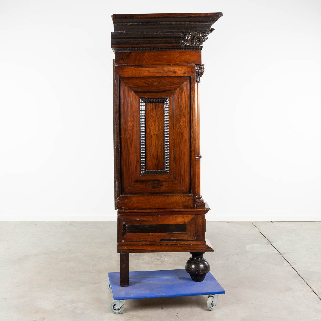 A Dutch pillow cabinet, finished with angel wood sculptures, ebony and mahogany veneer. 18th century - Image 6 of 22