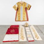 A Dalmatic with Chalice Velum, Bursa, and accessories for the holy mass. (H: 102 cm)