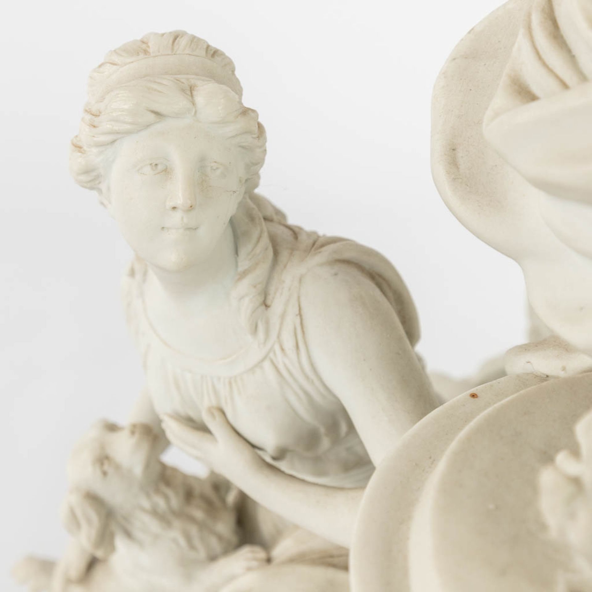 Svres, a large group 'Cupid and maidens' made of bisque porcelain. (L: 30 x W: 41 x H: 41 cm) - Image 7 of 19