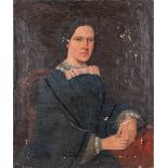 An antique portrait of a lady, oil on canvas. 19th C. (W: 64 x H: 76,5 cm)