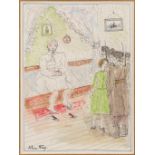Alice FREY (1895-1981) 'Figurines' watercolour on paper. (W: 16 x H: 21 cm)