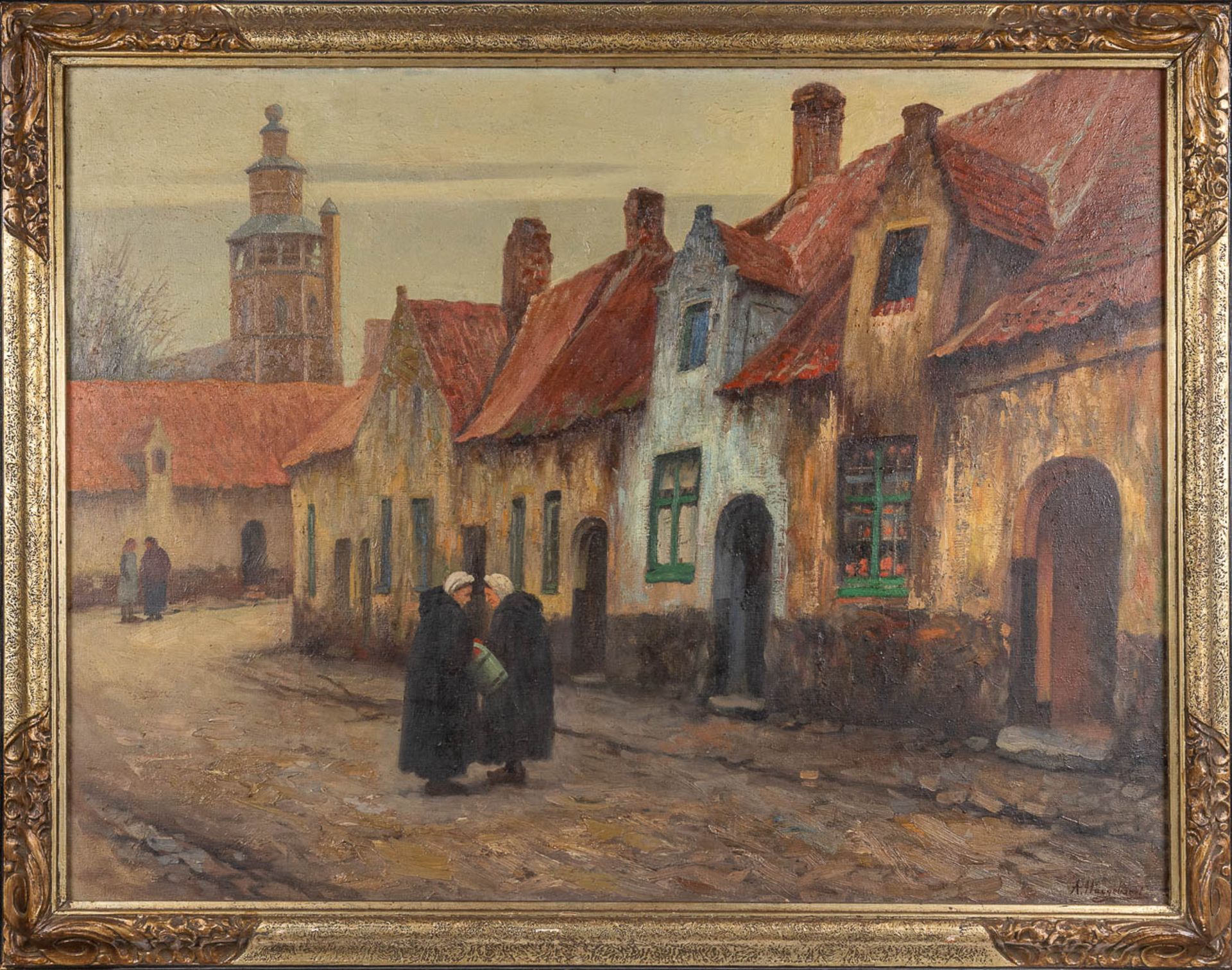 Arthur HAEGHEBAERT (1876-1942) 'De Kommeeren' oil on canvas. (W: 125 x H: 97 cm) - Image 3 of 8