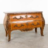 A two-drawer commode mounted with bronze and a marble top. 20th C. (L: 55 x W: 132 x H: 88 cm)