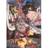 Constant LAMBRECHT (1915-1993) 'Expressionist Chicken' oil on panel. (W: 54 x H: 74 cm)
