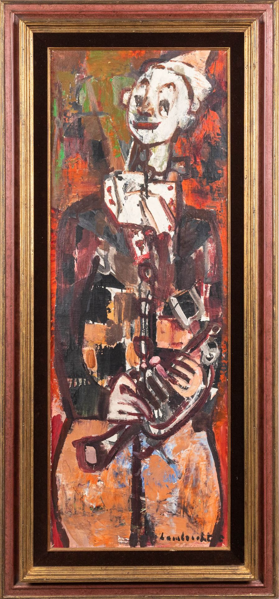 Constant LAMBRECHT (1915-1993) 'Expressionist Clown' oil on board. (W: 40 x H: 110 cm) - Image 3 of 7