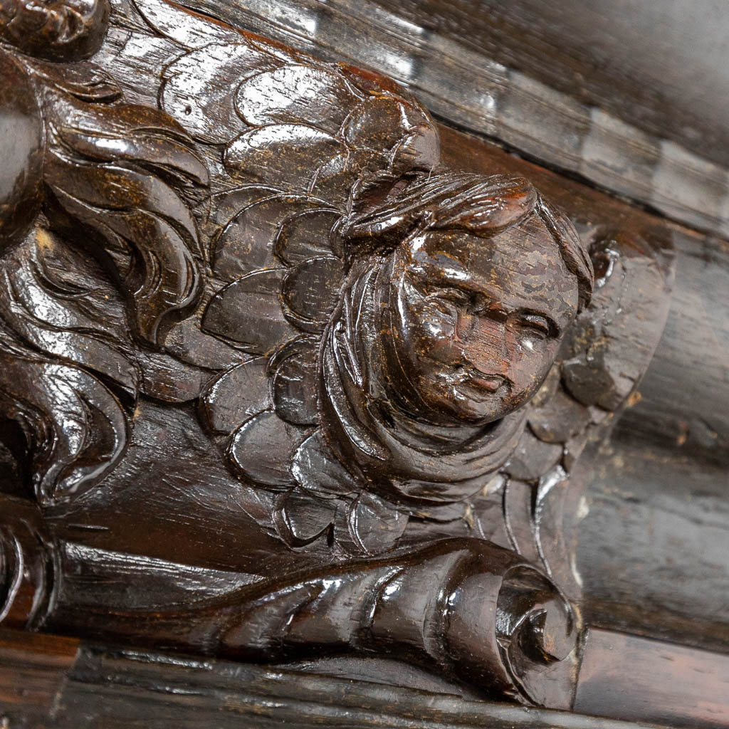 A Dutch pillow cabinet, finished with angel wood sculptures, ebony and mahogany veneer. 18th century - Image 21 of 22