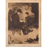 Jules DE BRUYCKER (1870-1945) 'Confrre et Critique', an engraving. 1906. (W: 23,5 x H: 31,5 cm)