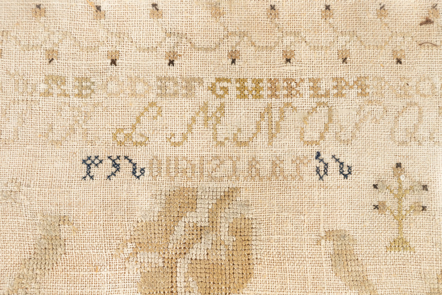 An anitque &quot;Sampler&quot; needlework. 18th C. (W: 50 x H: 27 cm) - Image 8 of 10