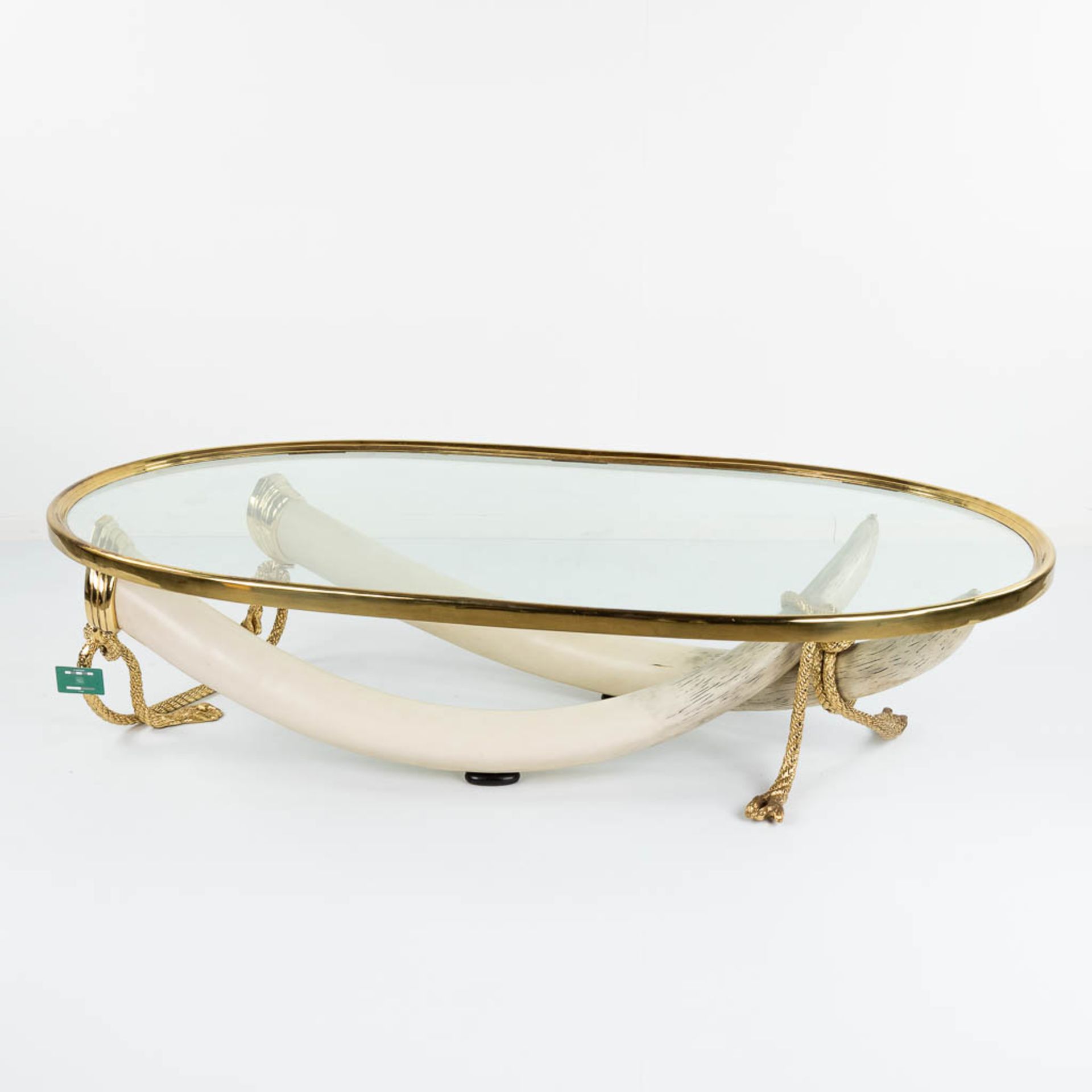Valenti ' COLMILLOS', a coffee table with elephant tusks and glass in Hollywood Regency style. (L: 1 - Bild 2 aus 18